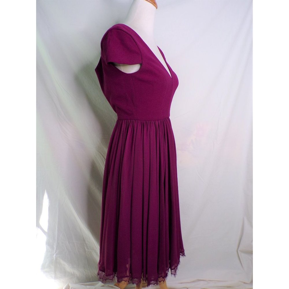 SOLD DRESS THE POPULATION Corey Flare Chiffon Dress Magenta Large (8-10) - Picture 9 of 12